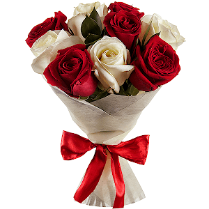 Букет из 9 красных и белых роз Эквадор